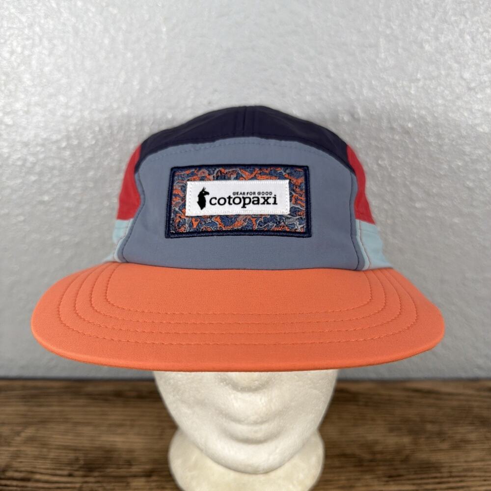 Cotopaxi 5 Panel Hat Blue Orange Red Green One Size Recycled Nylon Strapback
